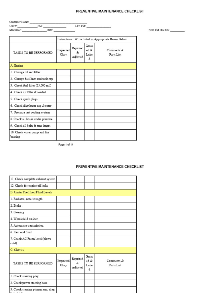 Vehicle Preventive Maintenance Log | PDF | Brake | Tire