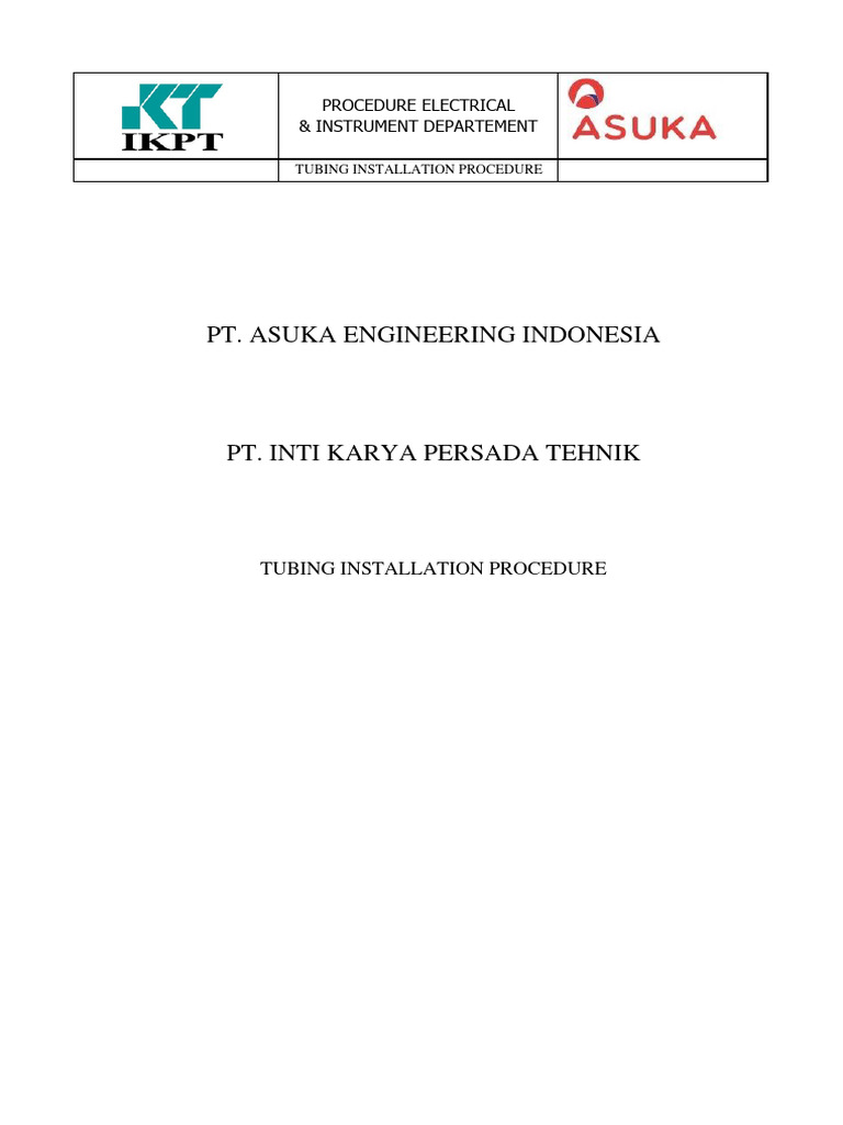 Tubing Installation Procedure Pdf Pipe Fluid Conveyance
