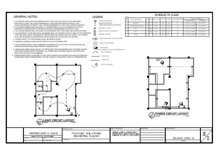 Electrical Circuit Layout and Specifications | PDF | Electrical Wiring ...