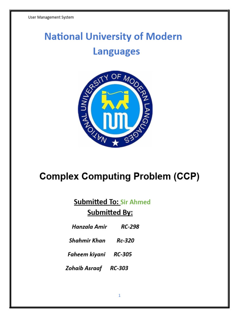 National University of Modern Languages: Complex Computing Problem (CCP ...
