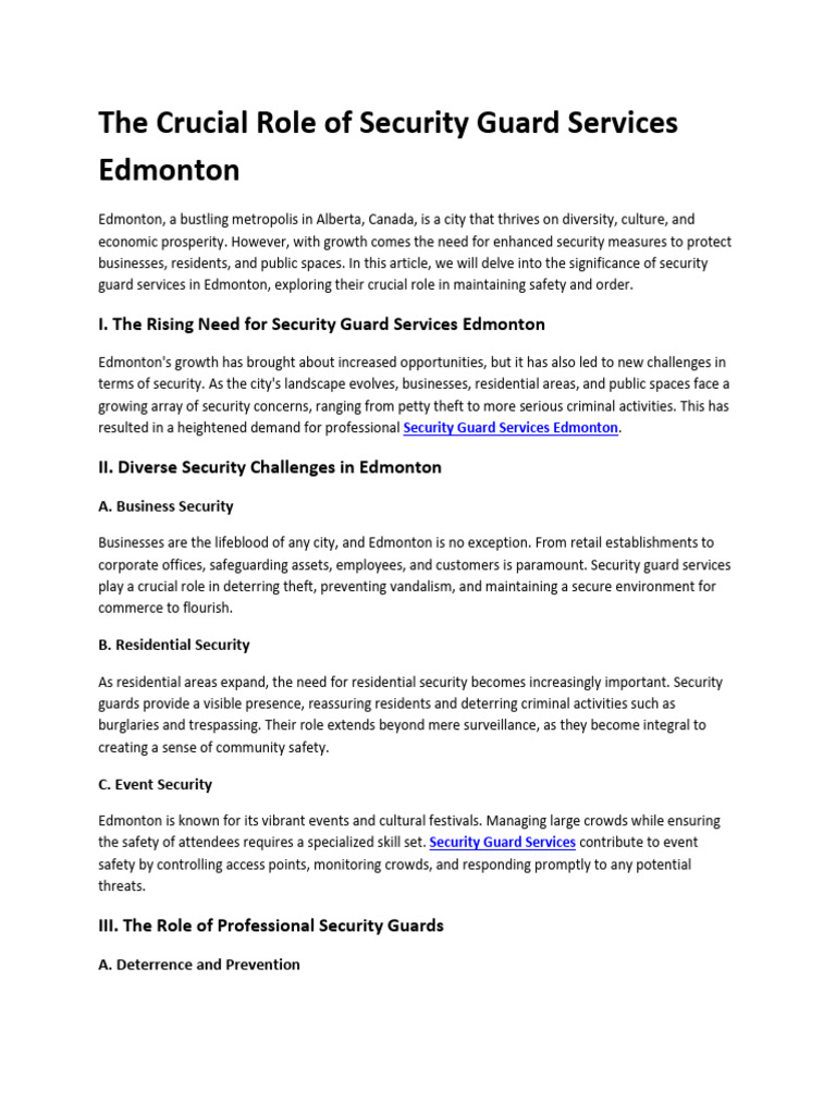 Security Guard Services in Edmonton | PDF | Securities | Security Guard
