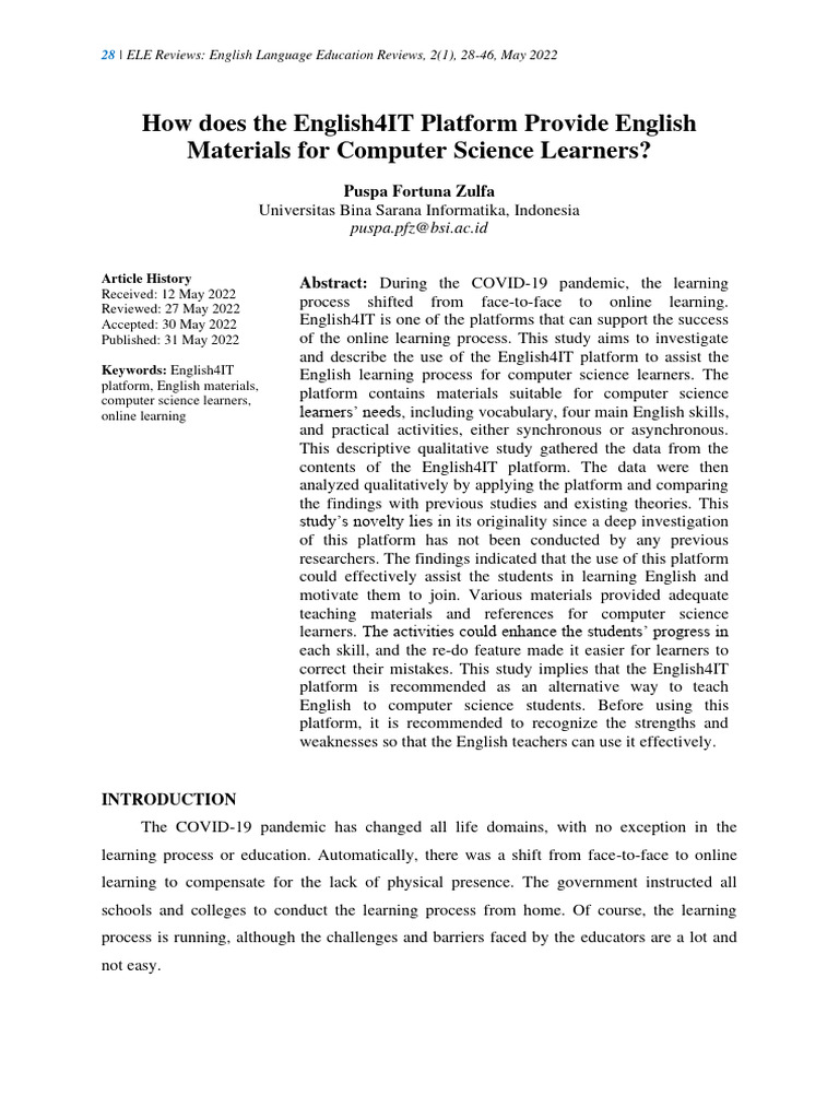 English4IT: A Resource for IT Learners | PDF | Educational Technology ...