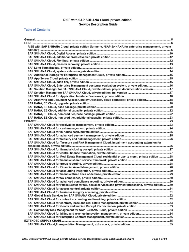 Rise With Sap S4hana Cloud Private Edition Service Description Guide ...