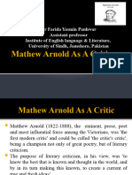 Mathew Arnold As A Critic