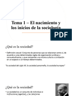 EL NACIMIENTO Y LOS INICIOS DE LA SOCIOLOGÃA