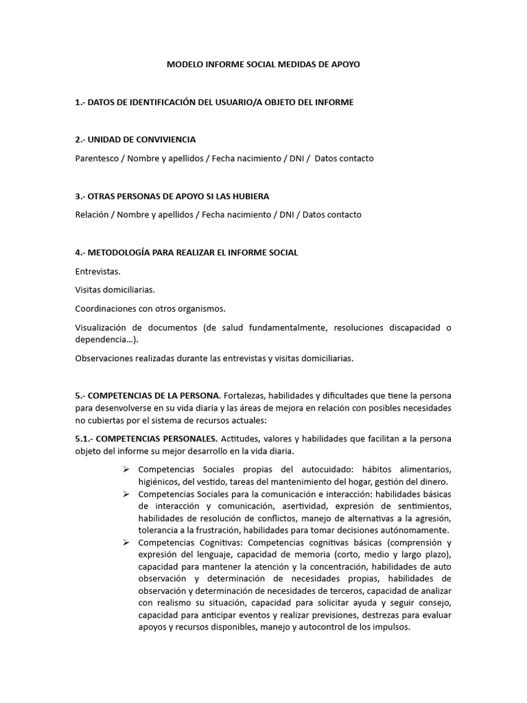 Modelo de Informe Social y Apoyos | PDF | Invalidez | Trabajo Social