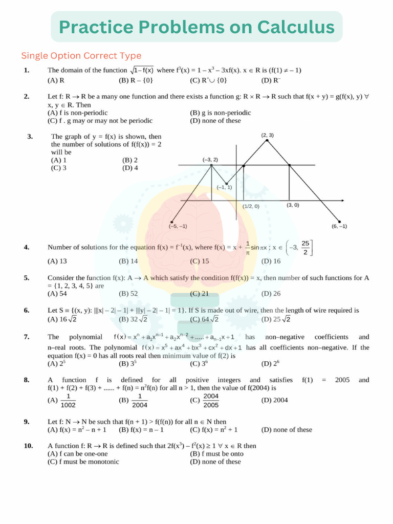 Practice Problems on Calculus JEE Mains JEE Advanced PDF