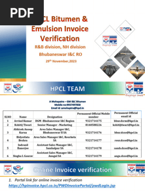 HPCL Invoice Verification