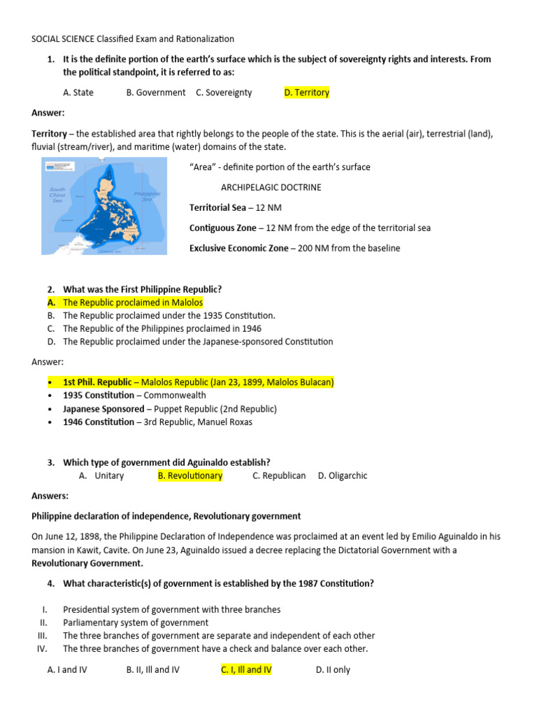 Social Science Exam and Review Guide | PDF | Telephone Tapping | Corregidor