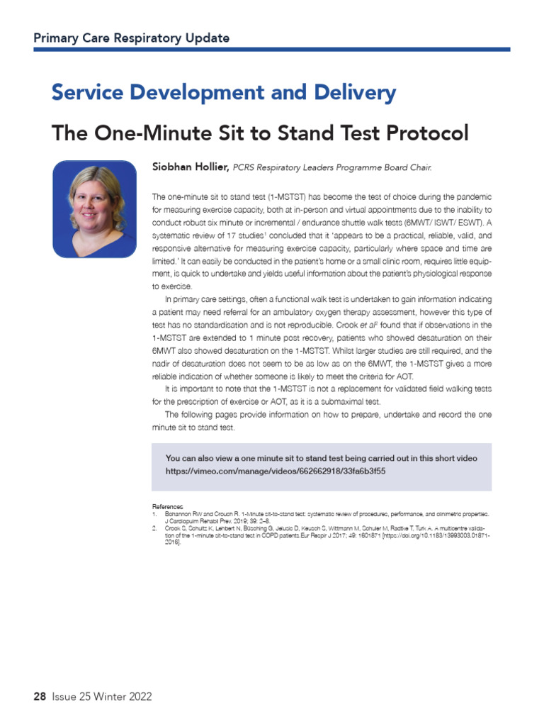 One-Minute Sit to Stand Test Guide | PDF | Public Services | Social ...