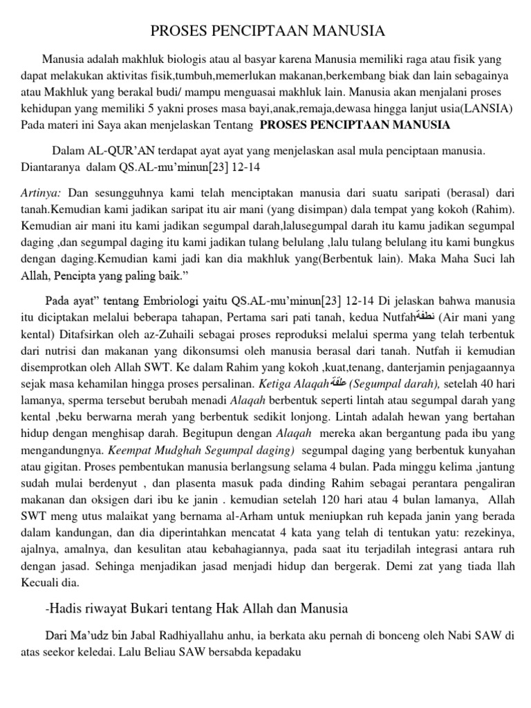 Proses Penciptaan Manusia 1 Pdf