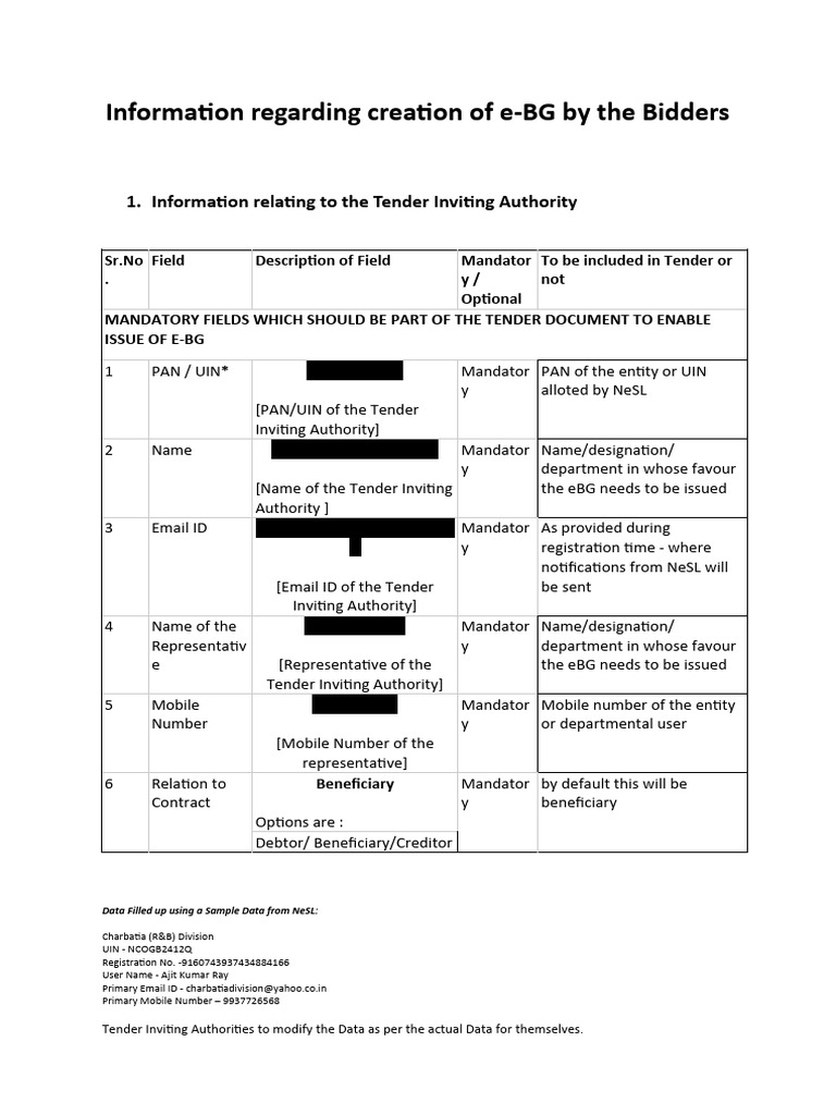 e-BG Creation Guidelines for Bidders | PDF | Computing