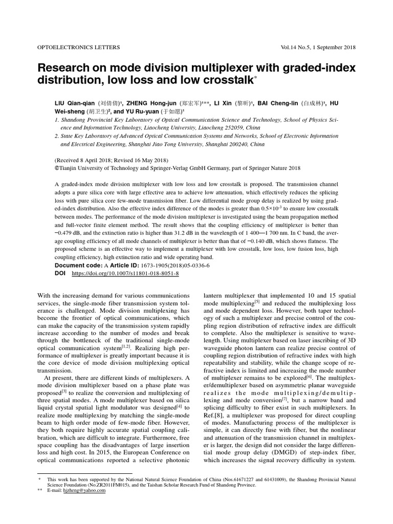 Research on mode division multiplexer with graded index distribution