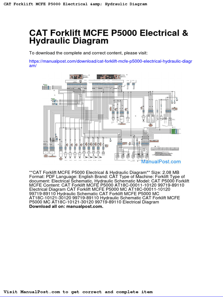 Cat Forklift Mcfe p5000 Electrical Hydraulic Diagram PDF Beowulf