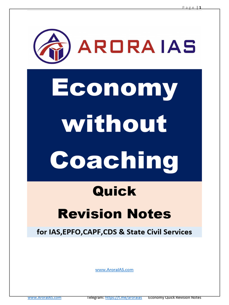 Economy Without Coaching: Quick Revision Notes | PDF | Inflation | Cost ...