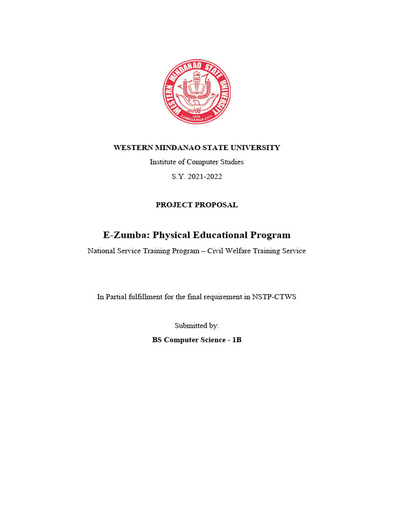 E-Zumba Project Proposal for ICS Students | PDF | Physical Fitness ...