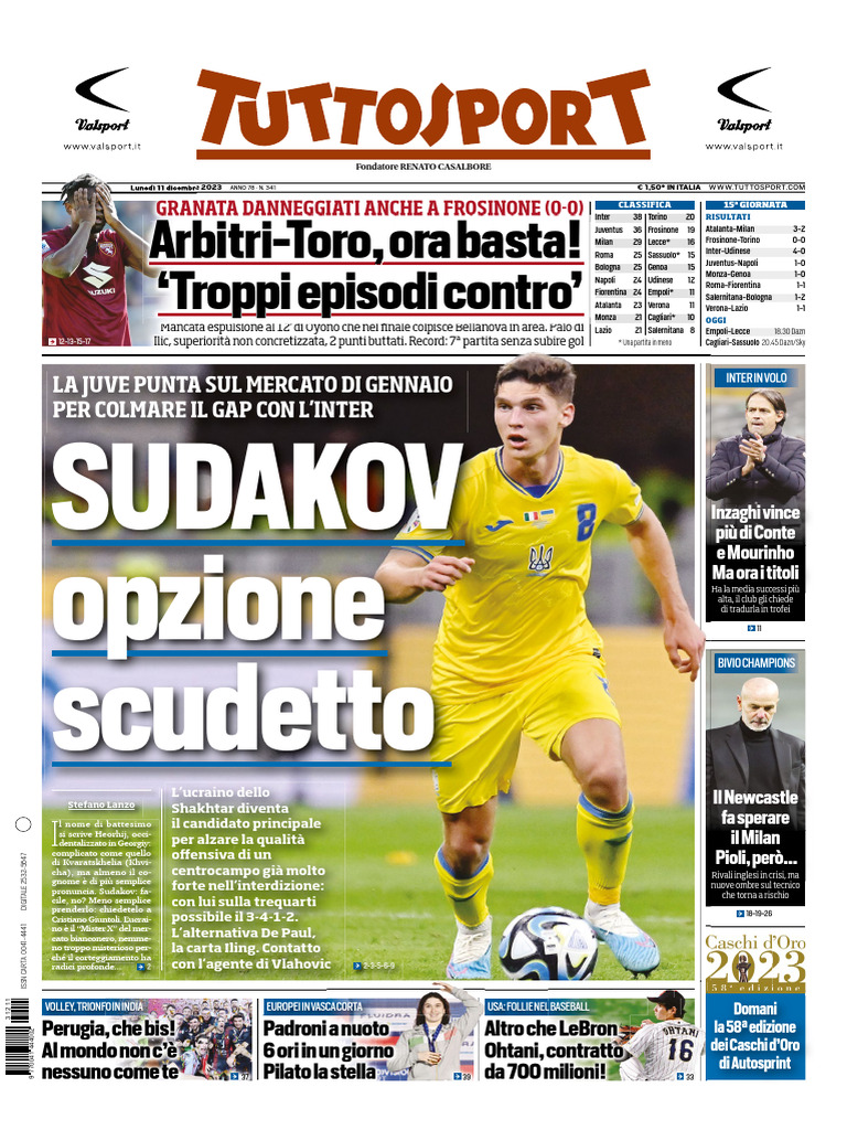 TuttoSport Del 11 Dicembre 2023 | PDF, image size:768x1024