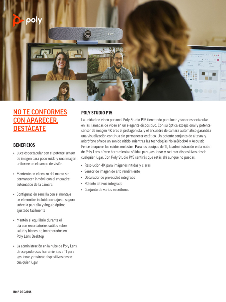 Poly Studio P15 (Phone Booths) - Data Sheet | PDF | USB | Electrónica