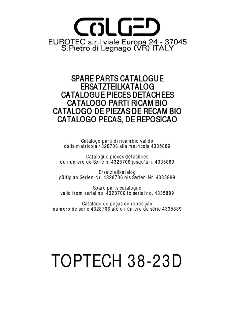 Catálogo de Repuestos TOPTECH 38-23D | PDF | Bomba | Hidráulica