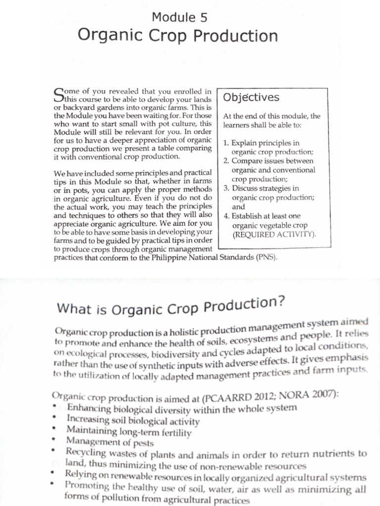 Module 5 Organic Crop Production | PDF