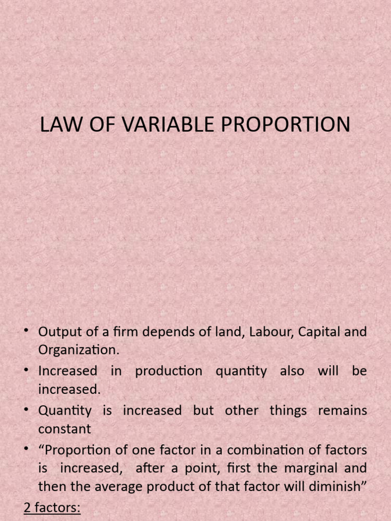 Law of variable pdf production and manufacturing economics