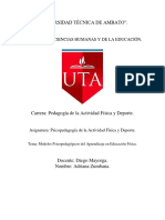 UNIVERSIDAD TÉCNICA DE AMBATO (Psicopedagogía - Modelos Psicopedagógicos Del Aprendizaje en Educación Física)
