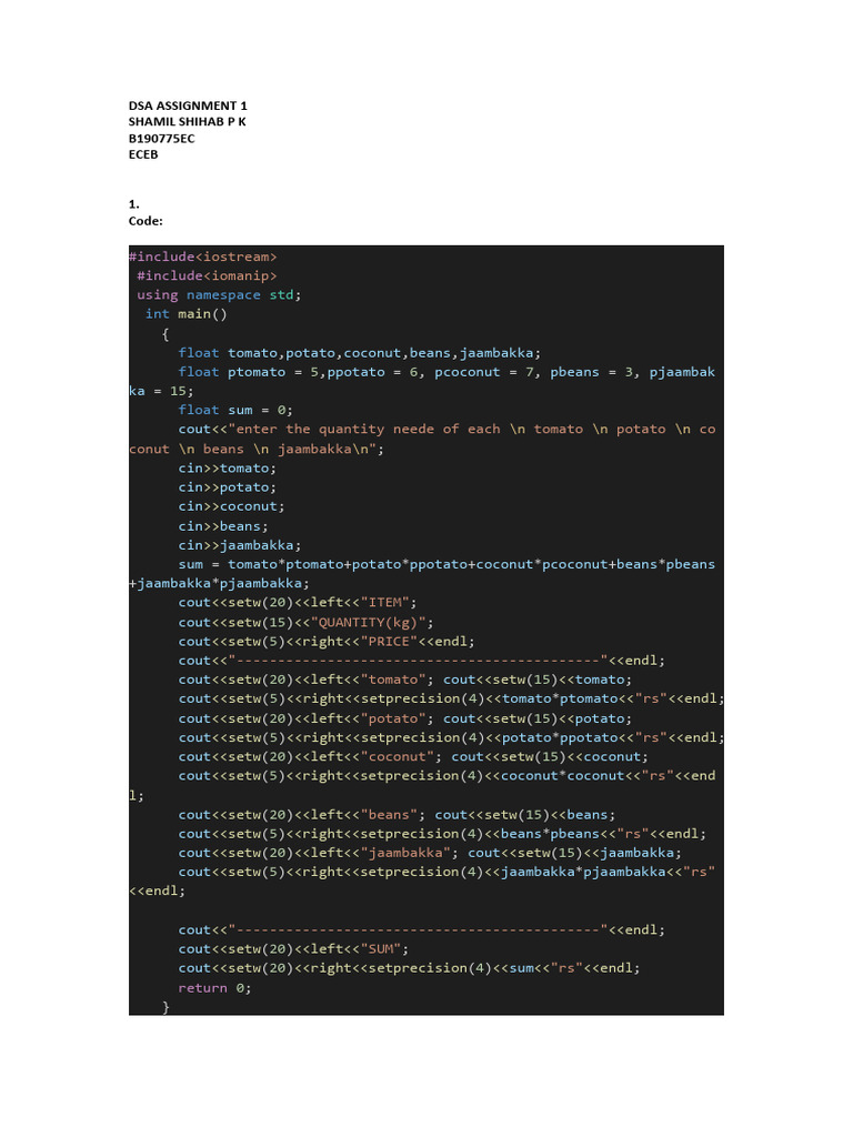 Dsa Assignment 1 | PDF | Namespace | Onomastics