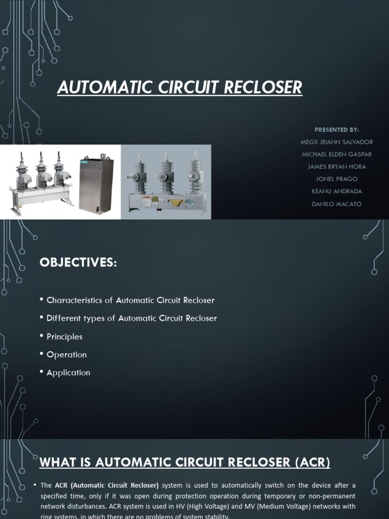 Automatic Circuit Recloser Overview | PDF | Electrical Substation ...