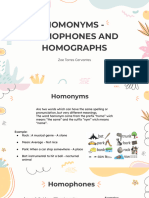 Homonyms, Homophones and Homographs