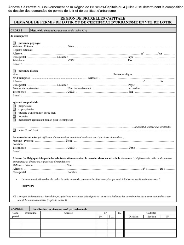 Annexe 1 - Projet de Formulaire PL Et CU Pour PL - 2e Lecture | PDF ...