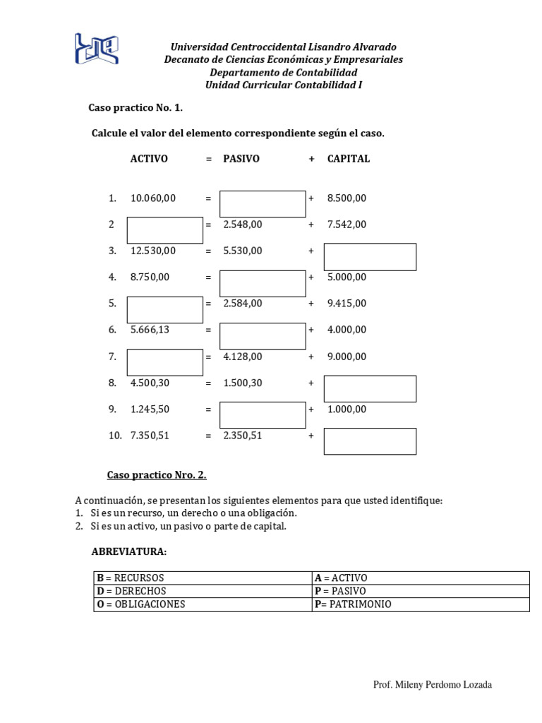 Ejercicios Prácticos de Contabilidad I | PDF | Contabilidad | Bancos