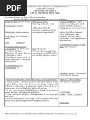 Rathna Drug Card Lisinopril