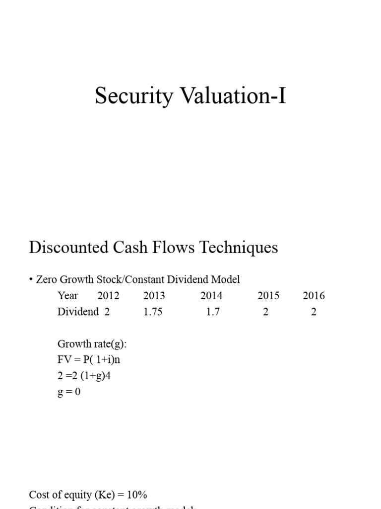 Security Valuation Techniques Explained | PDF | Free Cash Flow | Equity ...