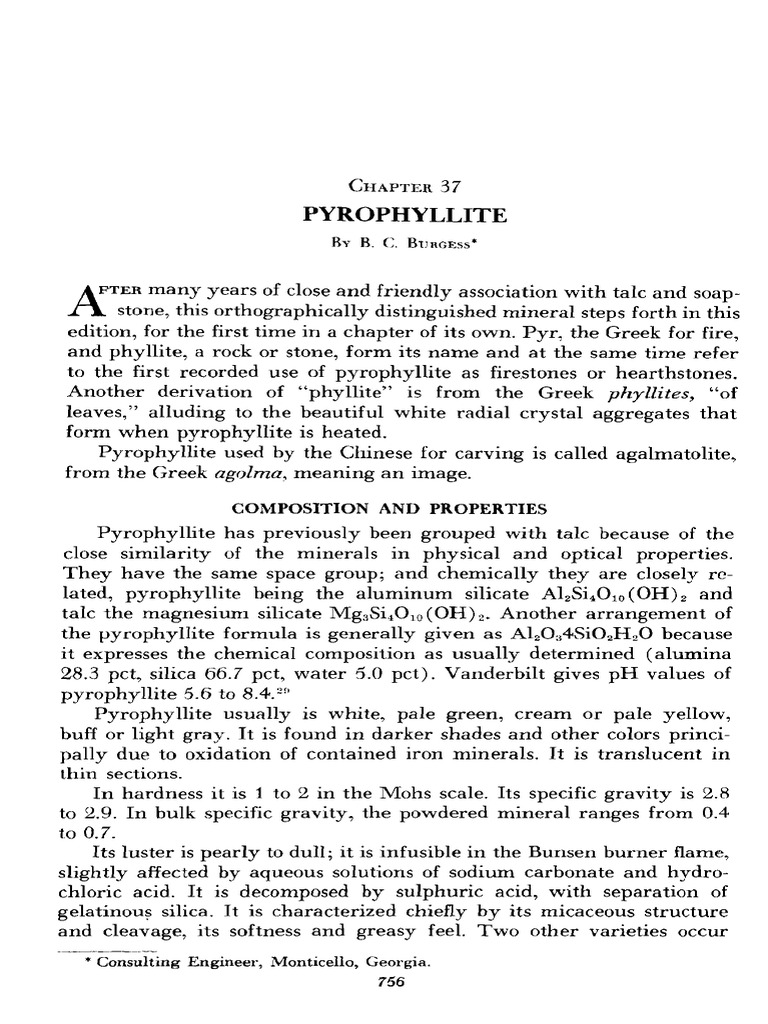 Pyrophyllite and Uses | PDF | Mill (Grinding) | Minerals