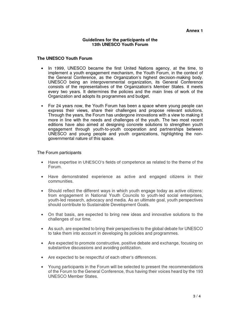13th UNESCO Youth Forum Guide | PDF | Unesco | United Nations