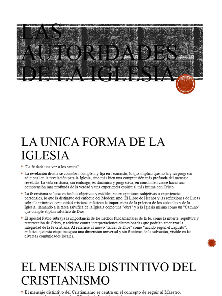 Las Autoridades de La Iglesia | PDF | Jesús | Iglesia Católica