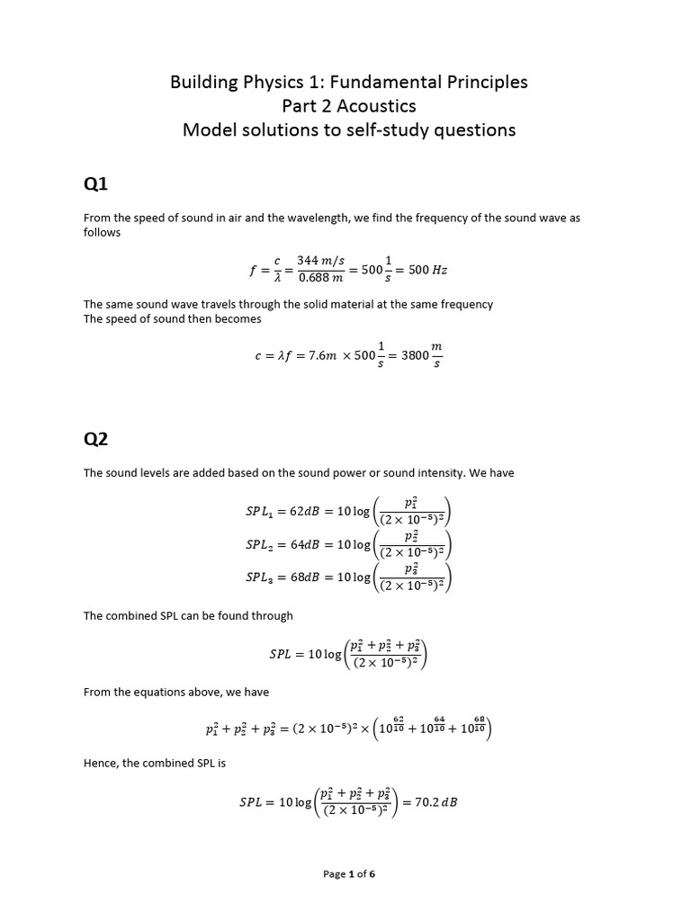 Acoustics questions solution pdf sound waves