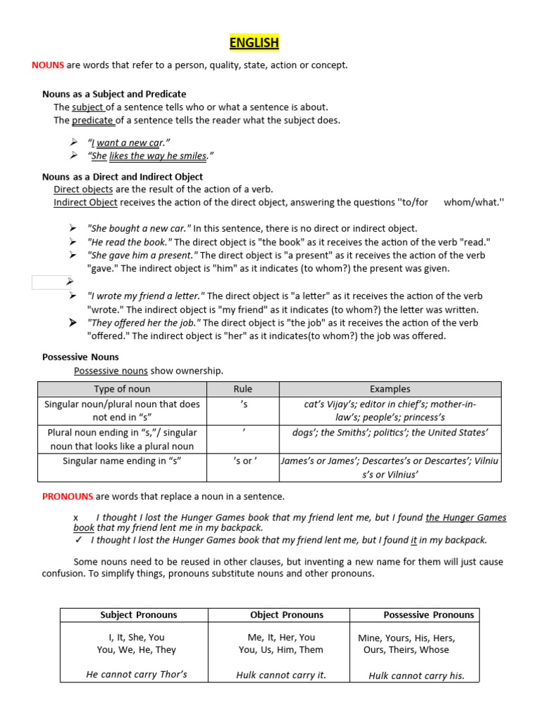 Entrance Exam Reviewer PDF Grammatical Number Verb