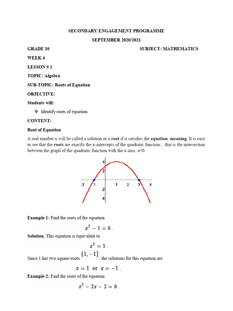 Grade 10 Mathematics Week 6 Lesson 1 PDF