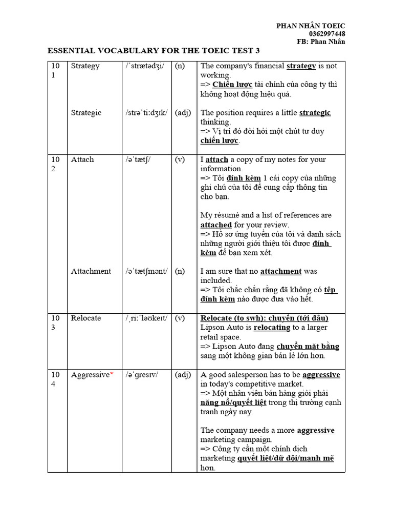 Essential Vocabulary For The Toeic Test 3 | PDF