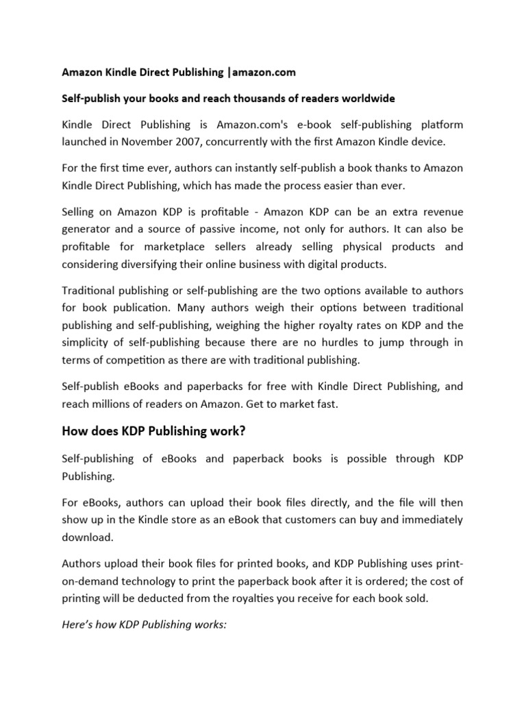Self-Publish with Amazon KDP Guide | PDF