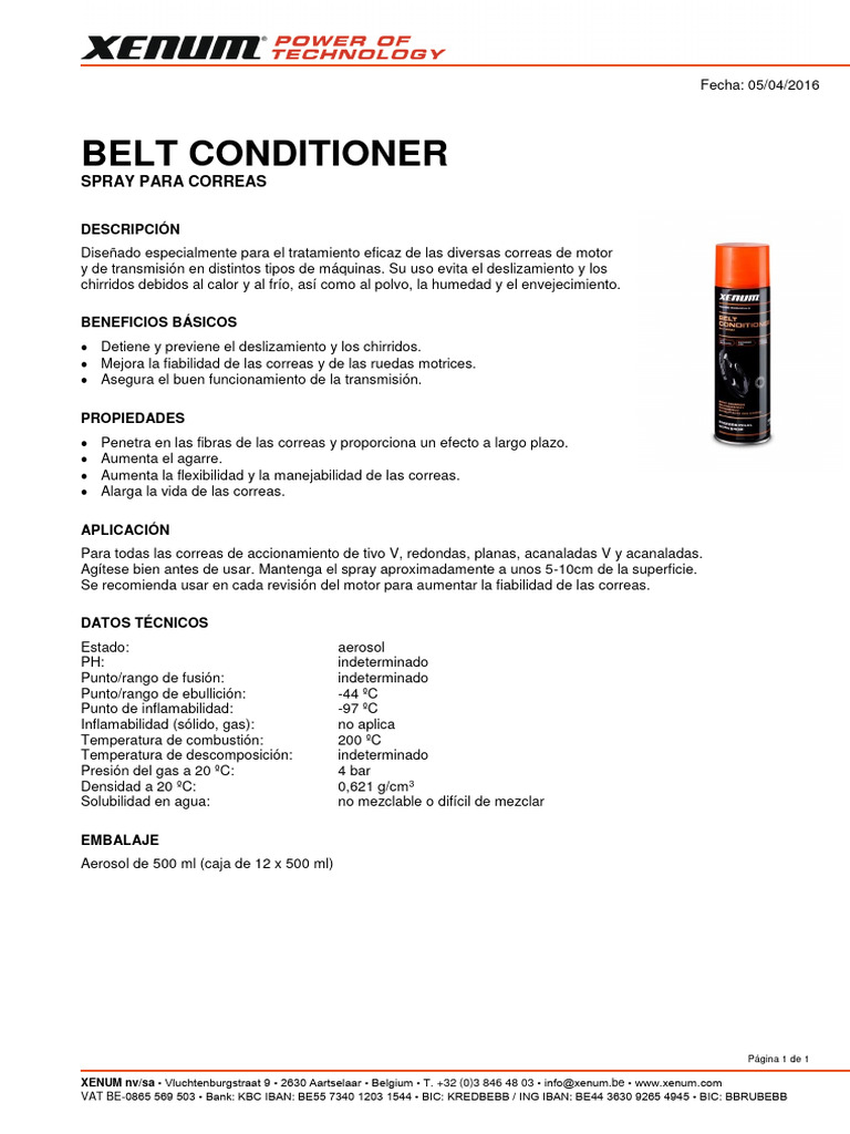 Belt-Conditioner Es Tds | PDF