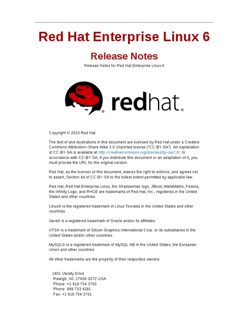 Red Hat Enterprise Linux 6 Release Notes en US | PDF | File System | I Pv6
