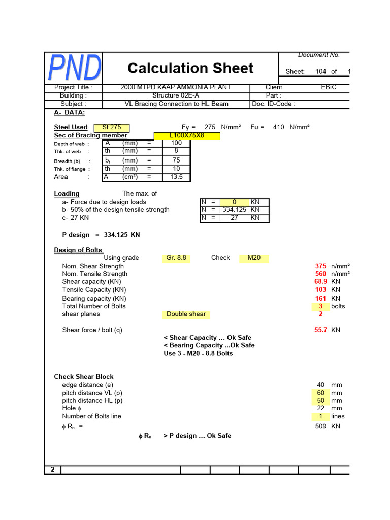 VL Bracing Connection Design Details | PDF | Building Engineering