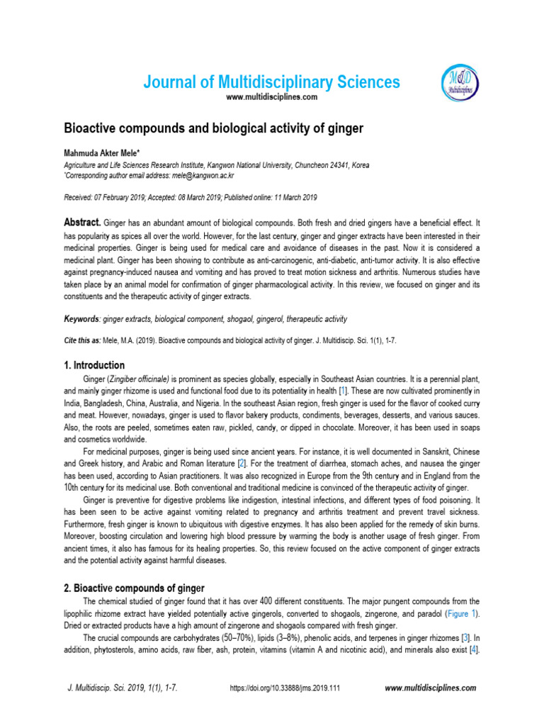 Bioactive Compounds and Biological Activ | PDF | Ginger | Cancer