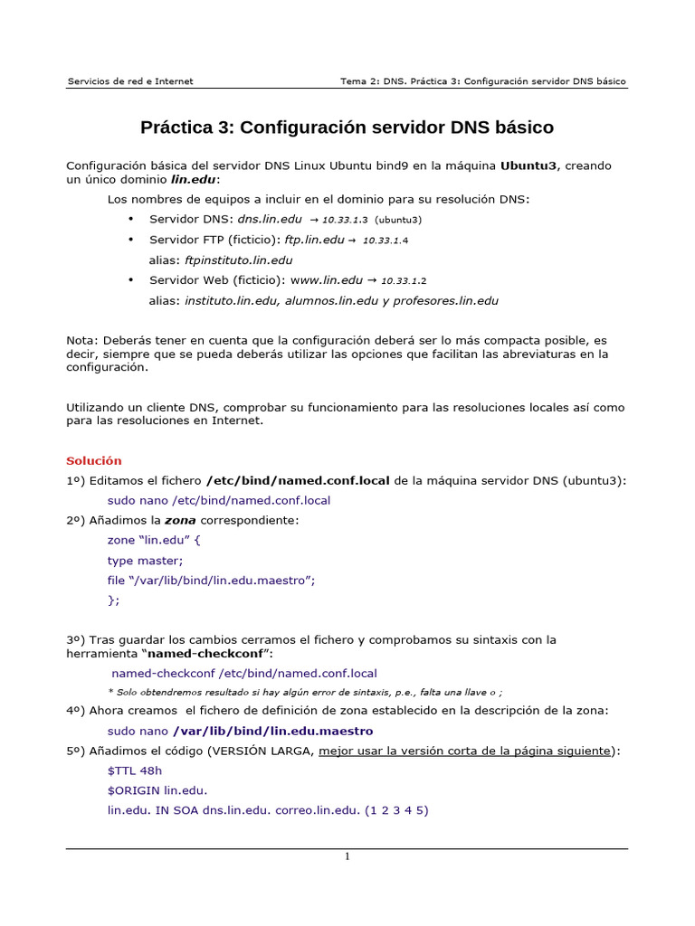 DNS 3 - Configurar DNS maestro | PDF | sistema de nombres de dominio ...