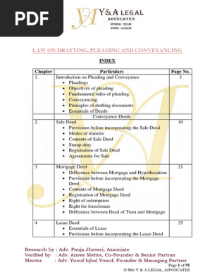 Law on Drafting Pleading Conveyancing YAL
