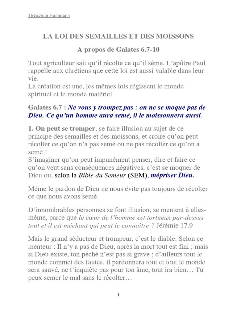 La Loi des Semailles et Moissons | PDF | Dieu | Jésus
