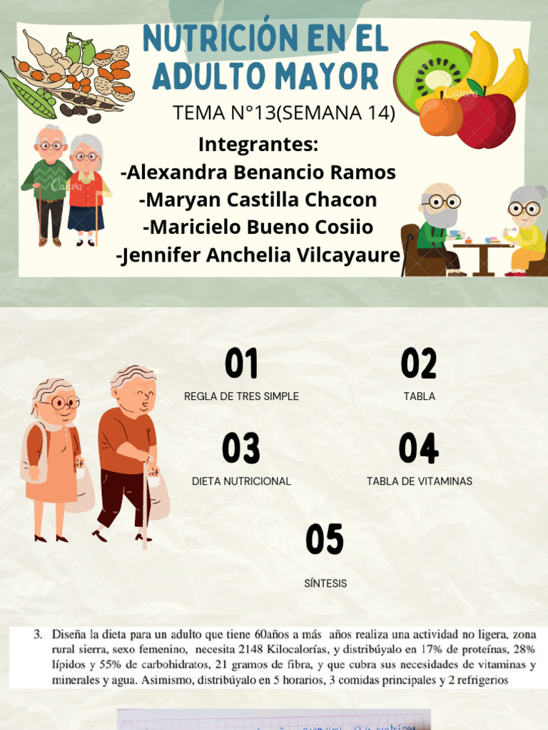 Nutricion en El Adulto Mayor Tarea | PDF | Vitamina | Cocina