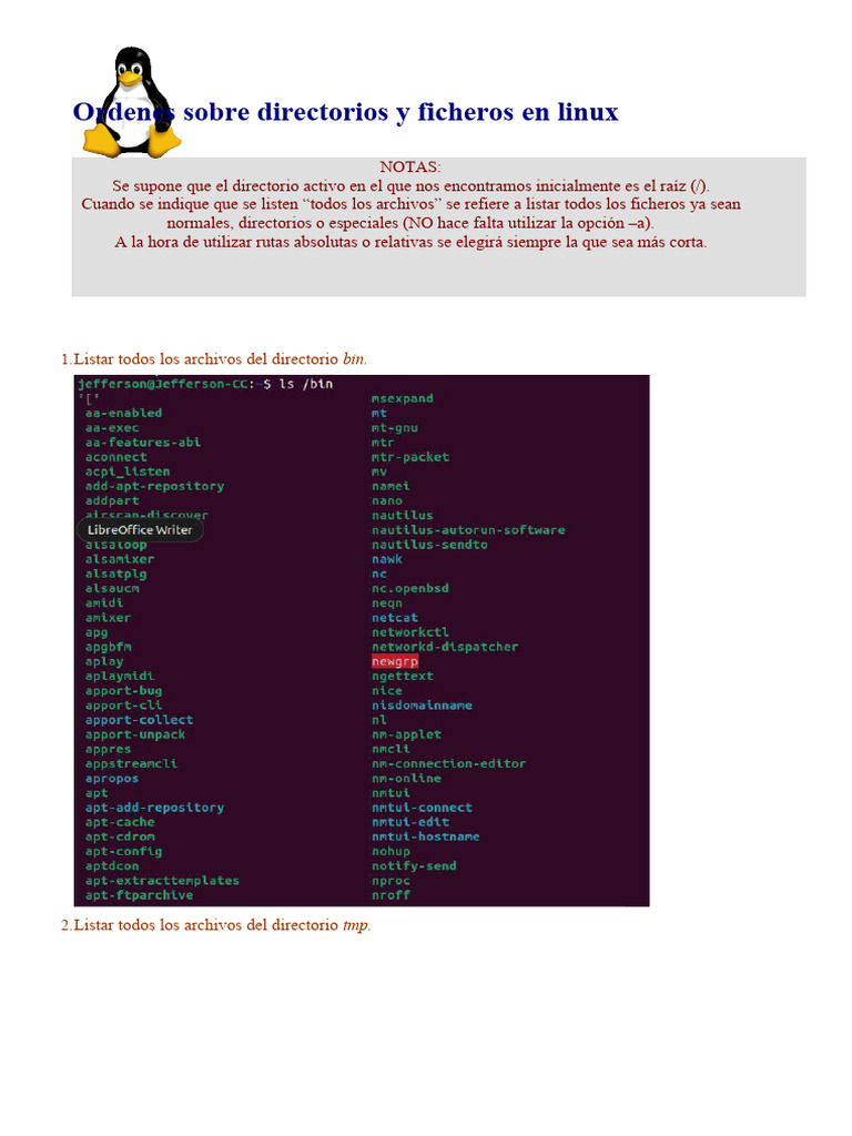 Comandos de directorios en Linux | PDF | Archivo de computadora ...